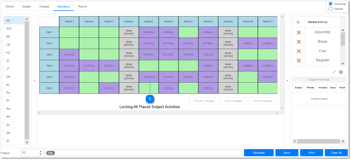 Locking All Placed Subject Activities