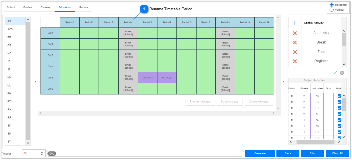 Rename Timetable Period