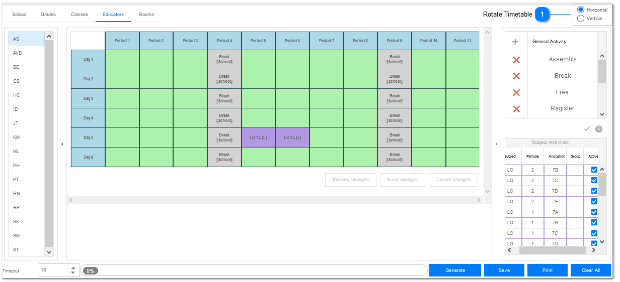 Rotate Timetable