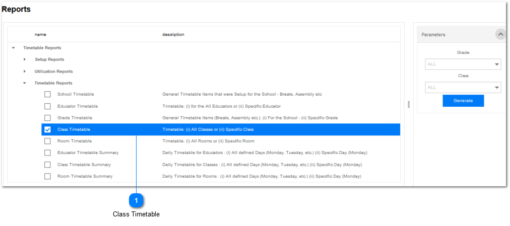 Class Timetable